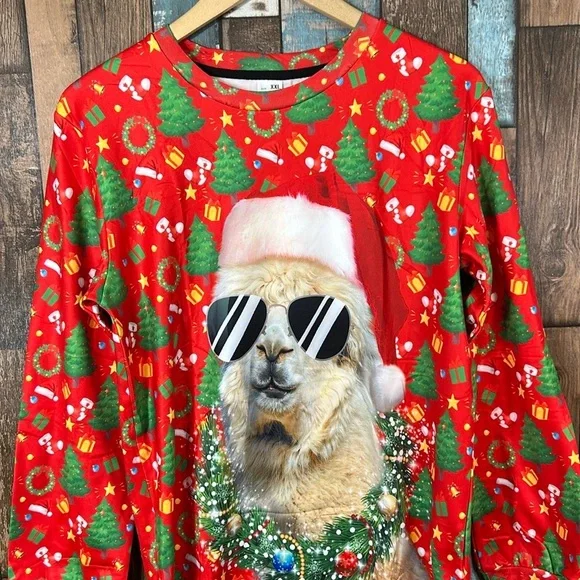 Festive Llama Christmas Sweater - Picture 2 of 12